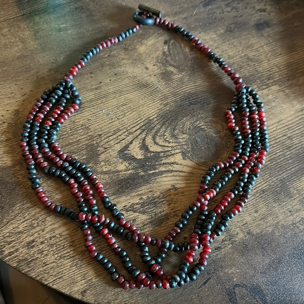 Black and Red Beaded Necklace